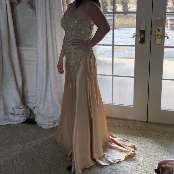 Jovani Gold and Embellished Prom or Evening Gown - Picture 5 of 8